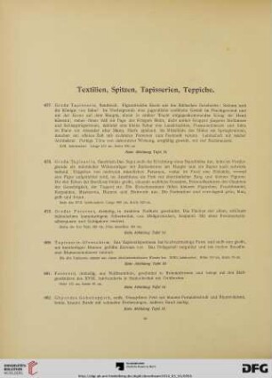 Textilien, Spitzen, Tapisserien, Teppiche (Nr. 677-735)