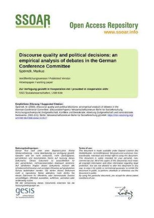 Discourse quality and political decisions: an empirical analysis of debates in the German Conference Committee