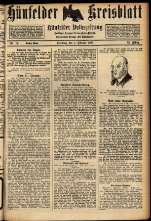 Erste Ausgabe vom Dienstag, den 01. Februar 1927.
