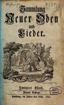 Sammlung Neuer Oden und Lieder, 2. 2. Aufl. - 1752. - 72 S.