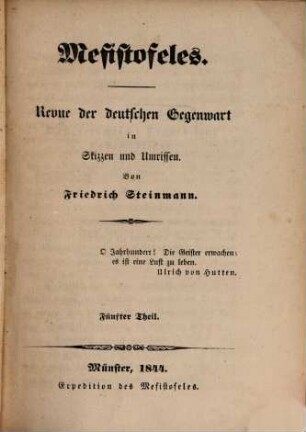 Mefistofeles : Revue d. dt. Gegenwart in Skizzen u. Umrissen, 5. 1844
