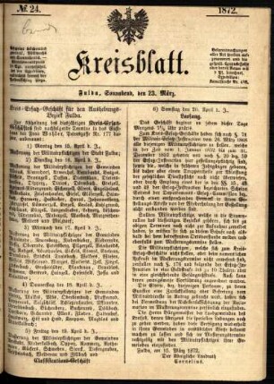 Ausgabe vom Samstag, den 23. März 1872.