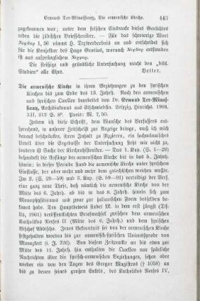 443-444 [Rezension] Ter-Minasyan, Ervand, Die armenische Kirche in ihren Beziehungen zu den syrischen Kirchen bis zum Ende des 13. Jahrhunderts