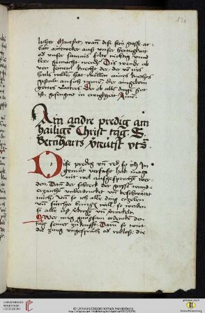 Ain andre predig am hailigen Christ tag. S. Bernharts verteútst vt supra