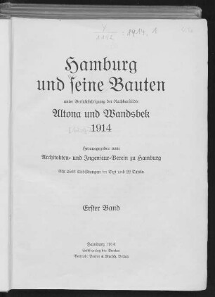 1914,1: Hamburg und seine Bauten 1914, Bd. 1