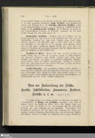 Von der Zubereitung der Fische, Krebse, Schildkröten, Hummern, Austern, Frösche u.s.w.