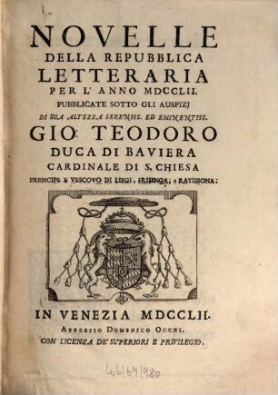 Novelle della repubblica letteraria. 1752