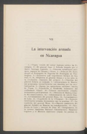 VII - La intervención armada en Nicaragua