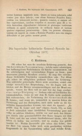 643-654 Die bayerische lutherische General-Synode im October 1877