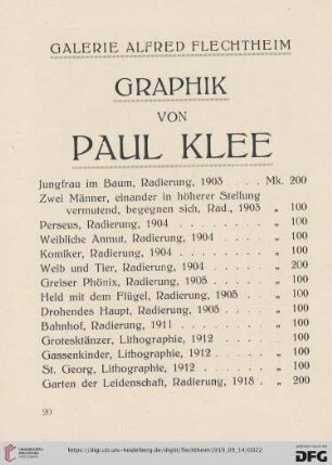 Graphik von Paul Klee