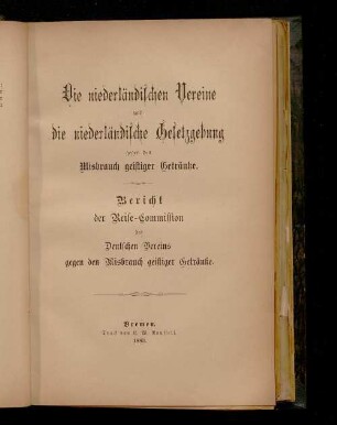 Die niederländischen Vereine und die niederländische Gesetzgebung gegen den Misbrauch geistiger Getränke