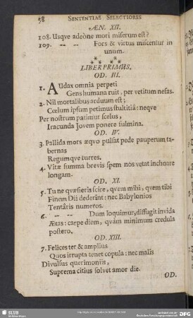 Sententiae Selectiores Horatii
