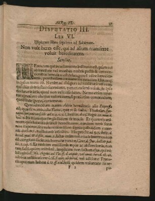 Disputatio III. Lex VI. - VIII.