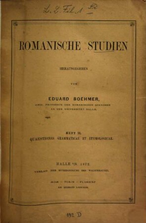 Romanische Studien, 1 = H. 1 - 5. 1871/75 (1875)