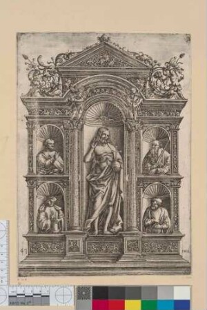 Renaissance Altar-Tabernakel mit Christusfigur und den Heiligen Peter und Paul sowie Cosmas und Damian