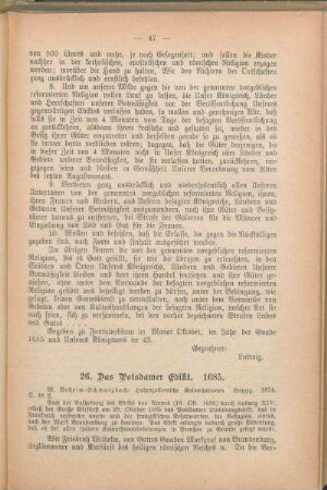 26. Das Potsdamer Edikt. 1685.