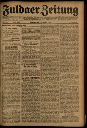 Erste Ausgabe vom Samstag, den 22. Januar 1916.
