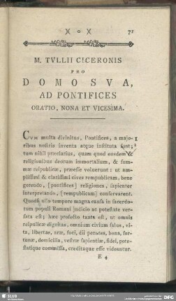 Pro Domo Sua, Ad Pontifices Oratio Nona Et Vicesima