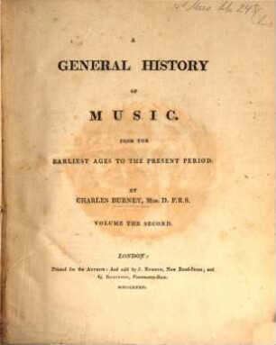 A General History Of Music : From The Earliest Ages to the Present Period. 2