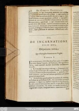 III. De Incarnatione Filii Dei, Disputatio tertia; Quae est de ipsius Nativitate ex Virgine.