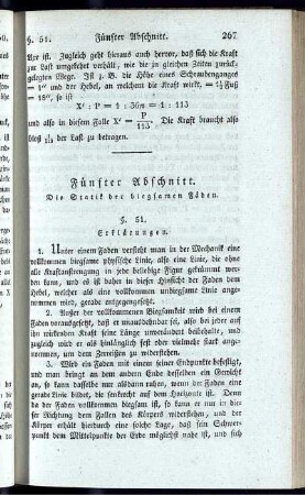 Fünfter Abschnitt. Die Statik der biegsamen Fäden.