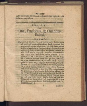 Cap. IV. De Usu, Fructibus, & Oneribus Balnei