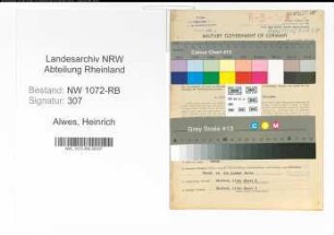 Entnazifizierung Heinrich Alwes , geb. 12.05.1899 (Kaufmann)