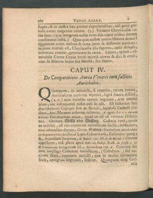 Caput IV. De Comparatione Aureae Veneris cum factitio Aurichalco.