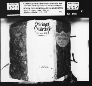 Schatzungsbuch über die Stadt Öhringen, renoviert durch Johann Christoph Anns, Amtskeller zu Künzelsau, und Theodor Gabler.