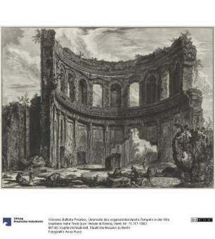 Überreste des sogenannten Apollo-Tempels in der Villa Hadrians nahe Tivoli (aus: Vedute di Roma)