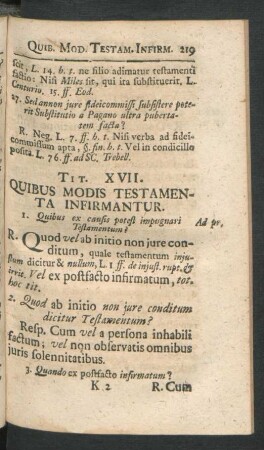 Tit. XVII. Quibus Modis Testamenta Infirmantur