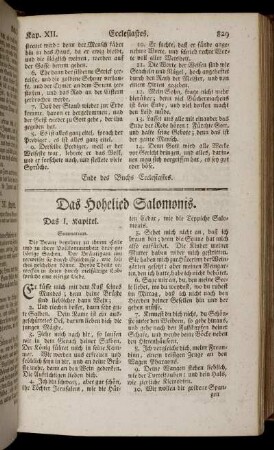 Das Hohelied Salomonis.