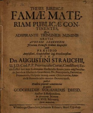 Theses iur. famae materiam publicae continentes