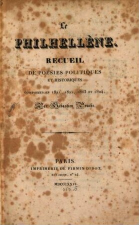Le Philhellène : Recueil de poésies politiques et historiques