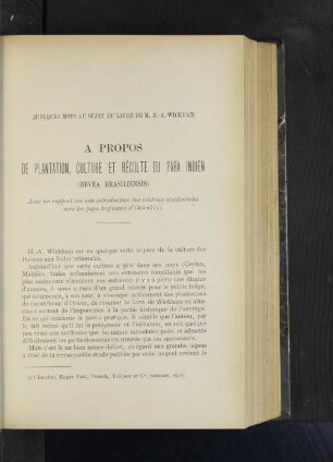 A Propos De Plantation, Culture Et Récolte Du Para Indien.