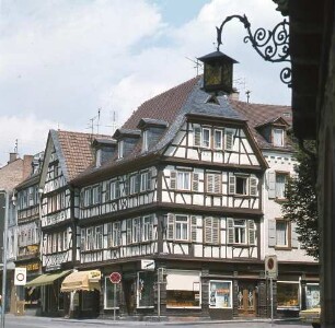 Bensheim, Burgstraße. Fachwerkhaus. Eckansicht