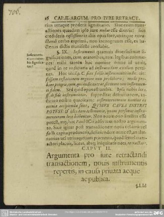 Caput II. Argumenta pro iure retractandi transactionem, nouis instrumentis repertis, in causa priuata aeque ac publica