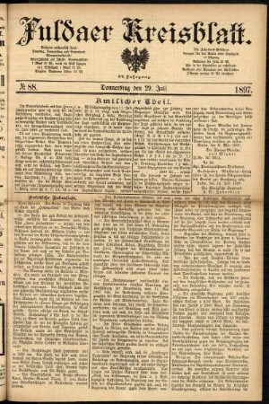 Erste Ausgabe vom Donnerstag, den 29. Juli 1897.