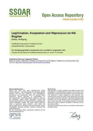 Legitimation, Kooptation und Repression im NS-Regime
