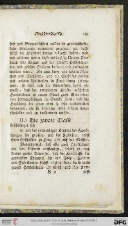 II. Die zwote Classe