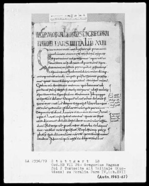 Gregorius Magnus, Moralia pars 4 — Initiale Q(uotiens) und Kapitalen, Folio 2recto