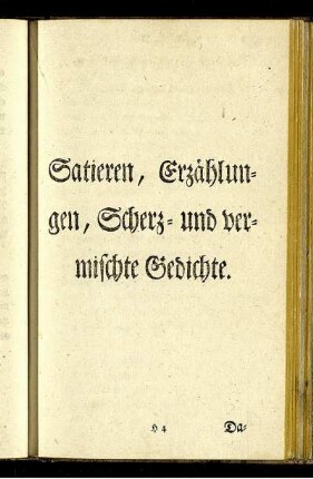 Satieren, Erzählungen, Scherz- und vermischte Gedichte.