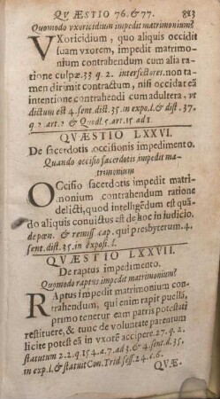 Qvaestio LXXVII. De raptus impedimento.