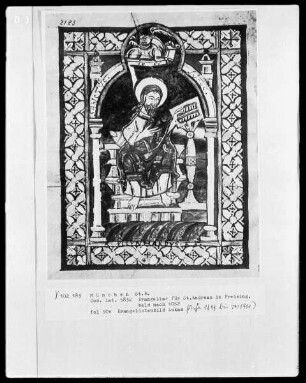 Evangeliar aus Sankt Andreas in Freising — Evangelistenbild Lukas, Folio 90verso