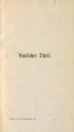 Amtlicher Theil. Nichtamtlicher Theil
