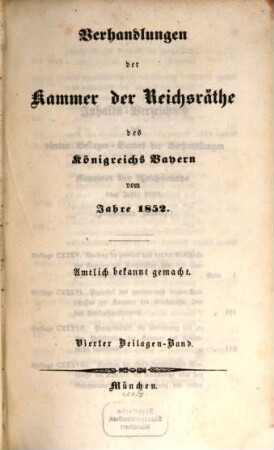 Verhandlungen der Kammer der Reichsräthe des Königreiches Bayern. Protokoll-Band. [83] = 1852,Beil.4