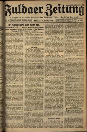 Erste Ausgabe vom Mittwoch, den 15. Januar 1930.