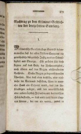 Nachtrag zu den Kriminal-Geschichten der dreizehnten Samlung.