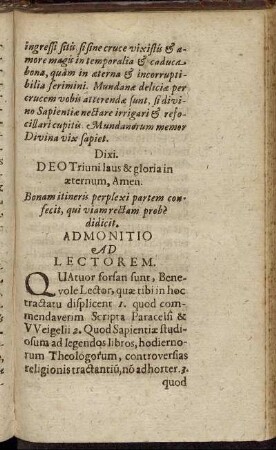 Admonitio Ad Lectorem.