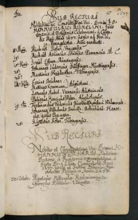 Sommerhalbjahr 1637. Rektorat Johann Ulrich Rümelin der Ältere